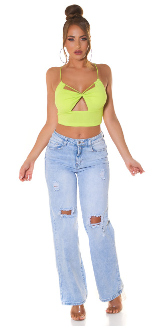 Croptop with Cutouts and Multiway Strap Green